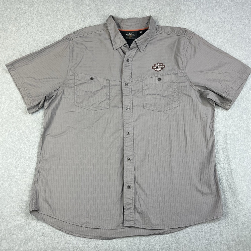 Harley Davidson Mechanic Shirt Mens XXL Short Sleeve Gray Motorcycle Biker